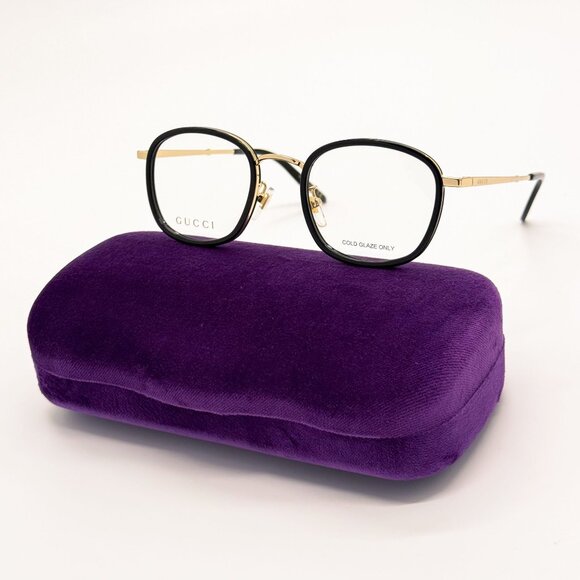 NEW GG0678OA 001 GUCCI BLACK GOLD UNISEX EYEGLASSES GUCCI - Picture 1 of 12